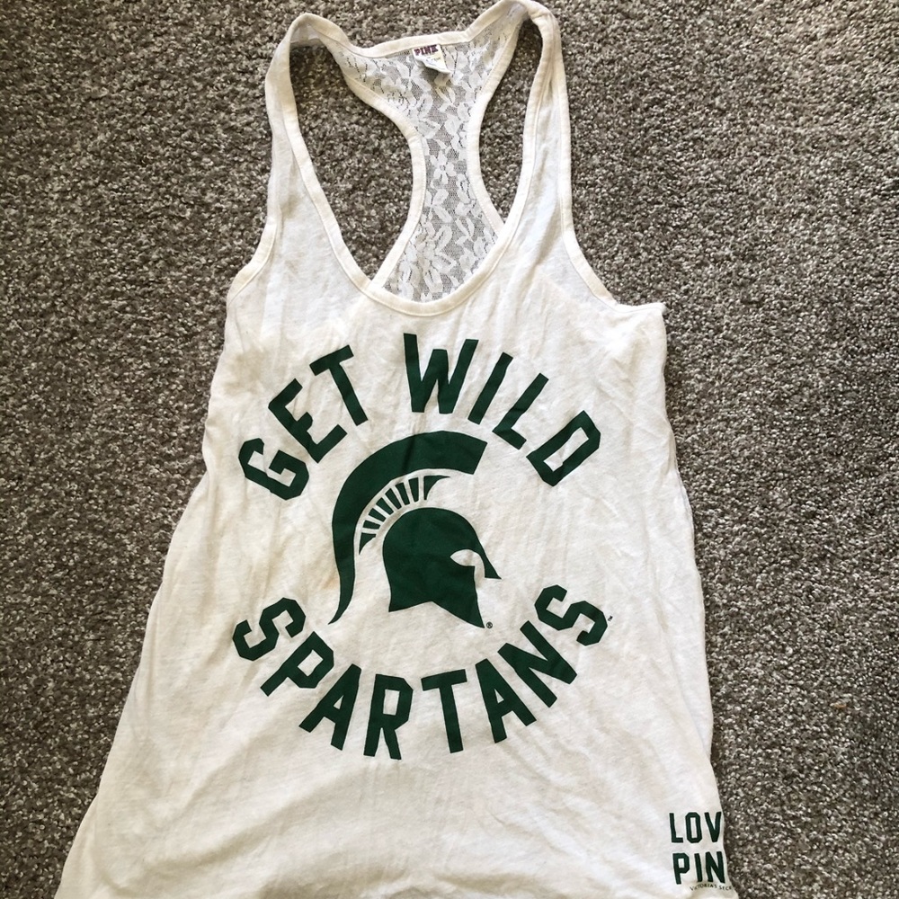 PINK Michigan State Spartans Lace Tank Top